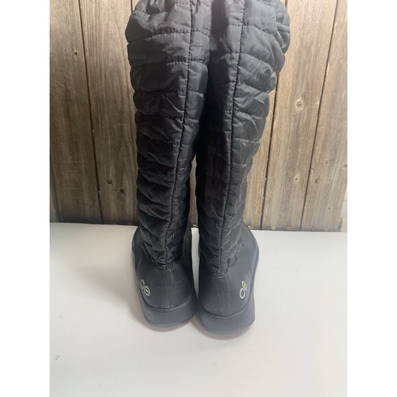 Oofos OOmg Boots Tall Black Shoes Recovery Pull On Nylon Round Toe Womens 9.5 - Picture 4 of 8